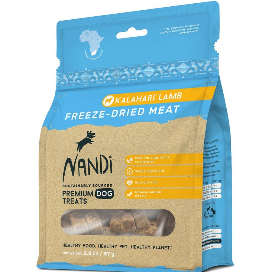 Treats Nandi Pet Treats | Nandi Kalahari Lamb Freeze-Dried Meat Dog Treats - 2Oz. Bags