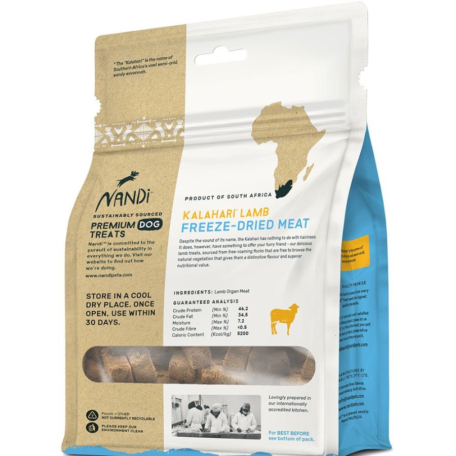 Treats Nandi Pet Treats | Nandi Kalahari Lamb Freeze-Dried Meat Dog Treats - 2Oz. Bags