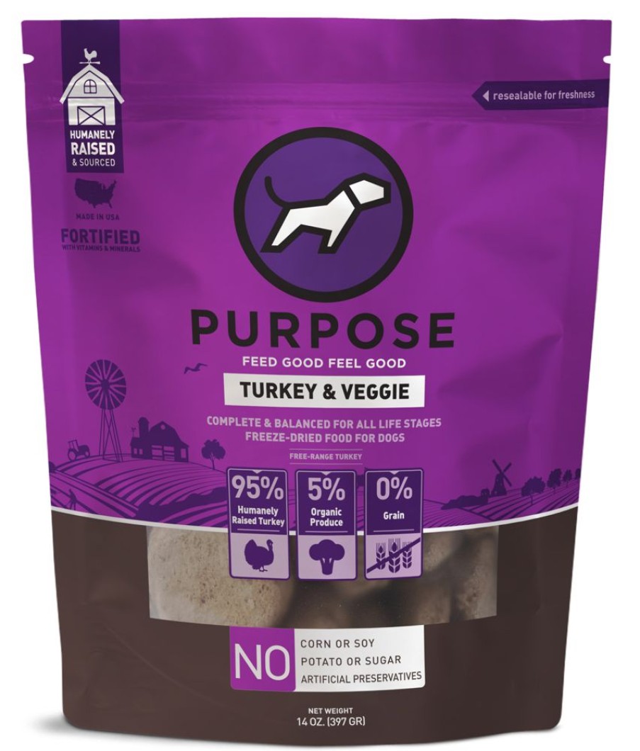 Pet Food Purpose | Purpose Freeze-Dried Turkey & Veggie Dog Food, 14Oz. Pattys