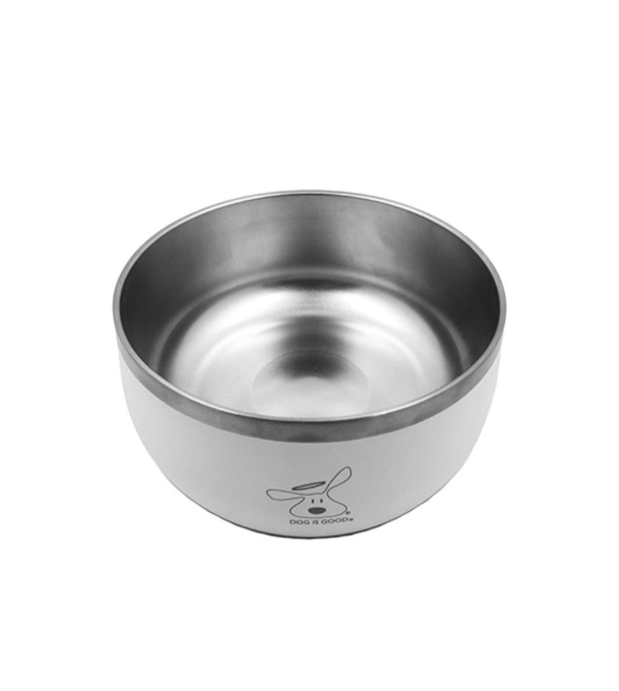 Bowls & Feeding Supplies Dog is Good® | Dog Bowl: White Stainless Steel