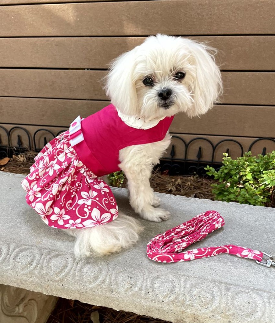 Pet Apparel (Continued) Doggie Design, Inc. | Pink Hibiscus Dog Dress With Matching Leash