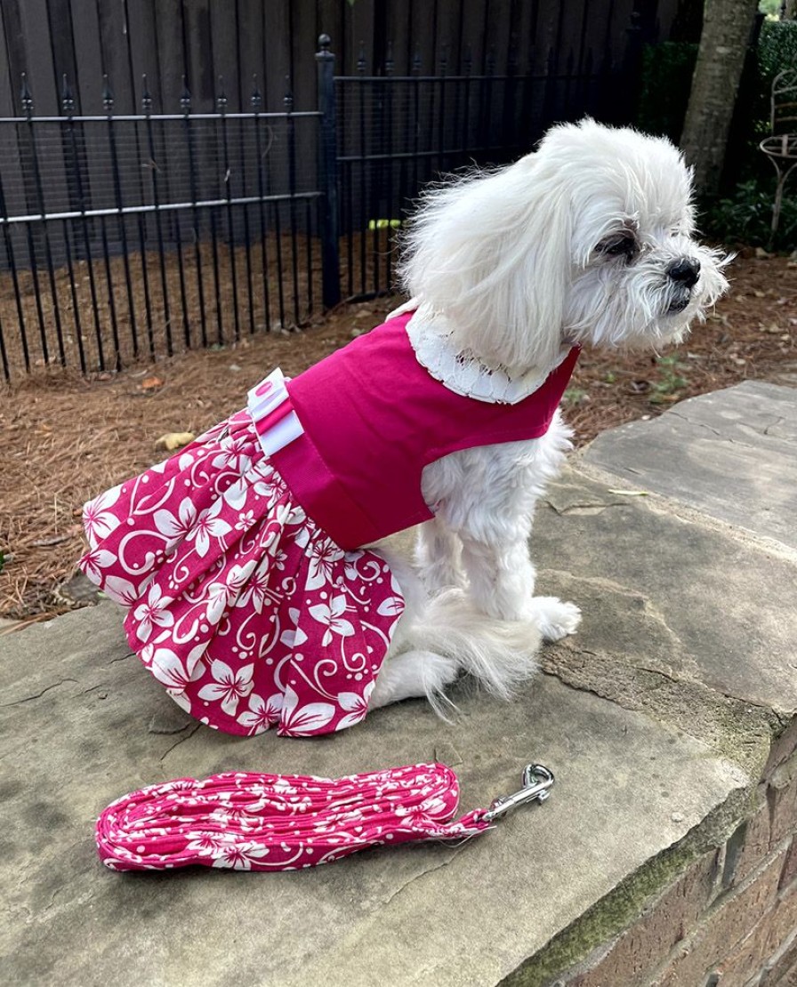 Pet Apparel (Continued) Doggie Design, Inc. | Pink Hibiscus Dog Dress With Matching Leash