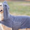 Pet Apparel BoxDog | Microfiber Dog Bathrobe With Shark Hoodie By Boxdog