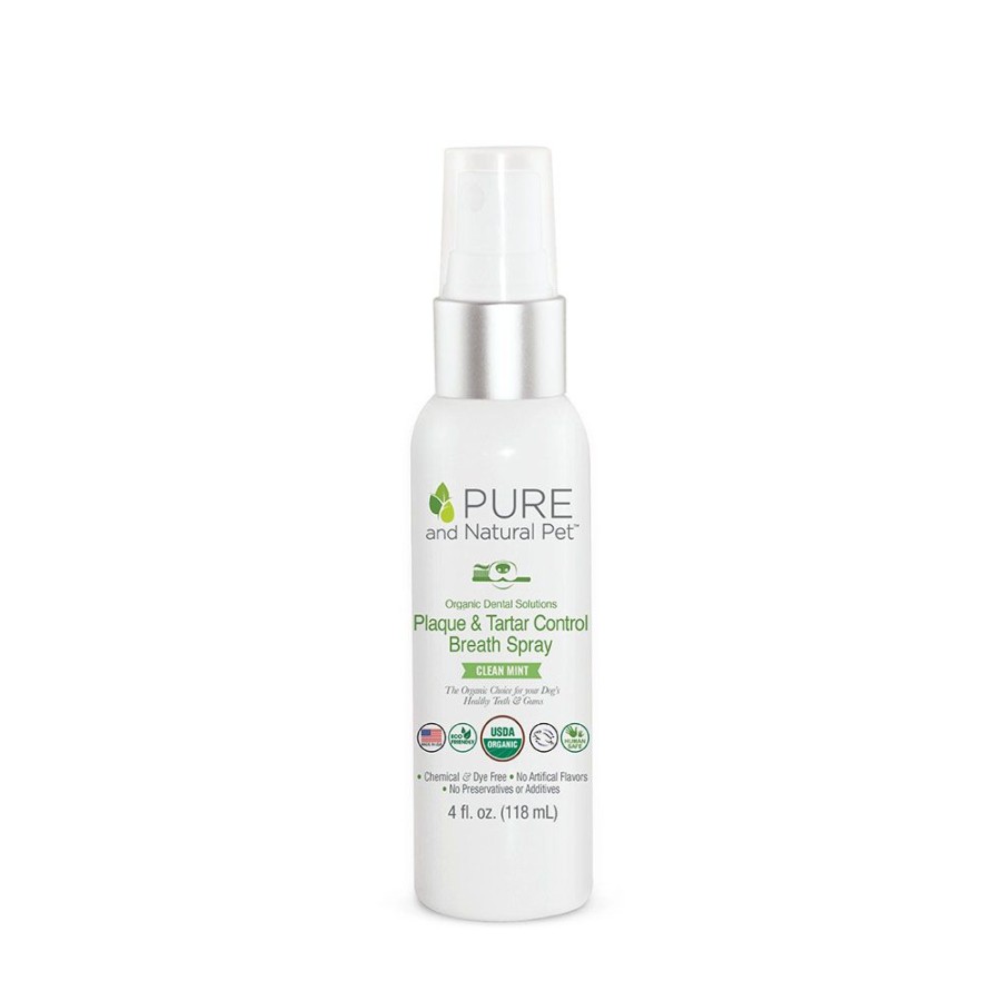 Grooming & Shampoos Pure and Natural Pet® | Organic Dental Solutions Plaque & Tartar Fighting Spray (Clean Mint), 4Oz.