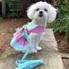 Pet Apparel (Continued) Doggie Design, Inc. | Polka Dot And Lace Dog Dress Set With Leash - Pink And Teal