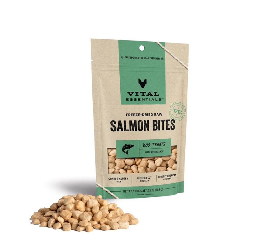 Treats Vital Essentials | Vital Essentials® Freeze-Dried Raw Salmon Bites Dog Treats, 2.5 Oz